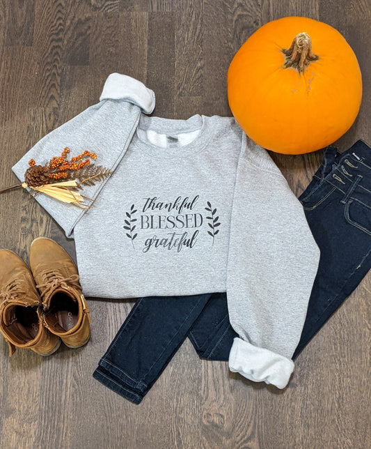 Thankful Blessed Grateful crewneck sweatshirt