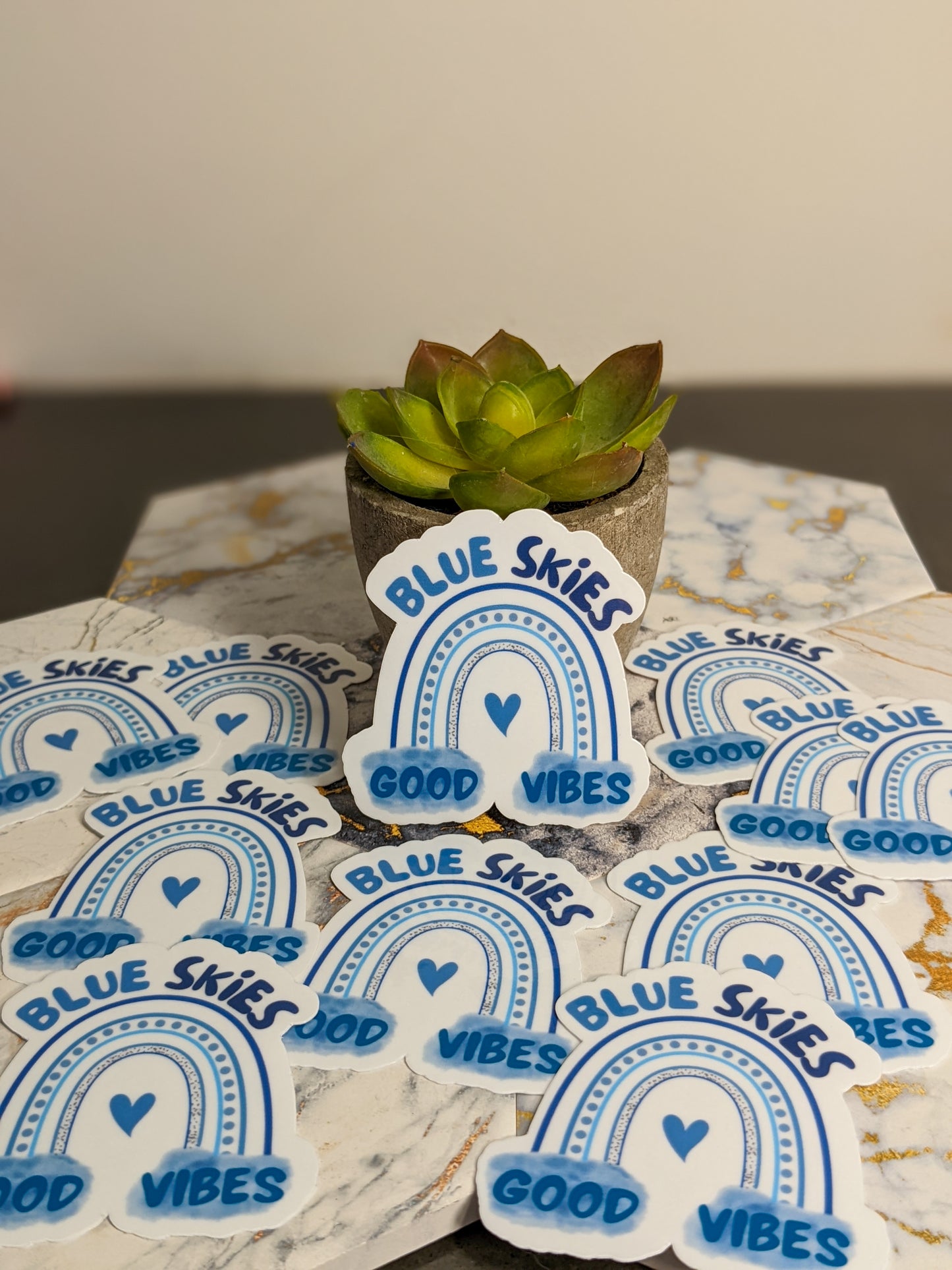 Blue Skies and Good Vibes Stickers